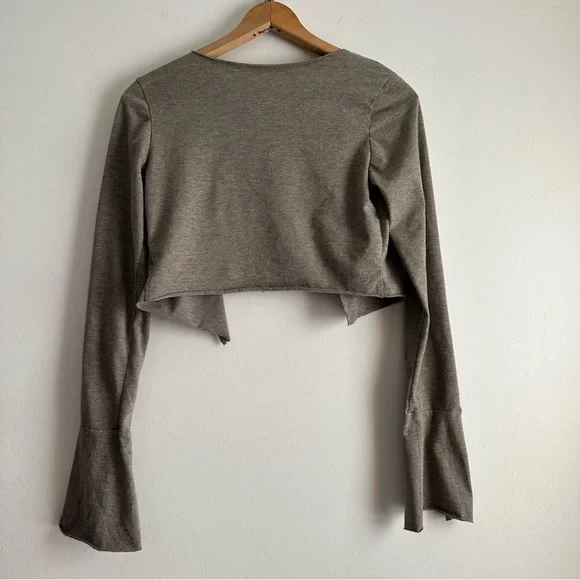 Y2K Cropped Flare Sleeve Open Front Cardigan - Picture 6 of 7